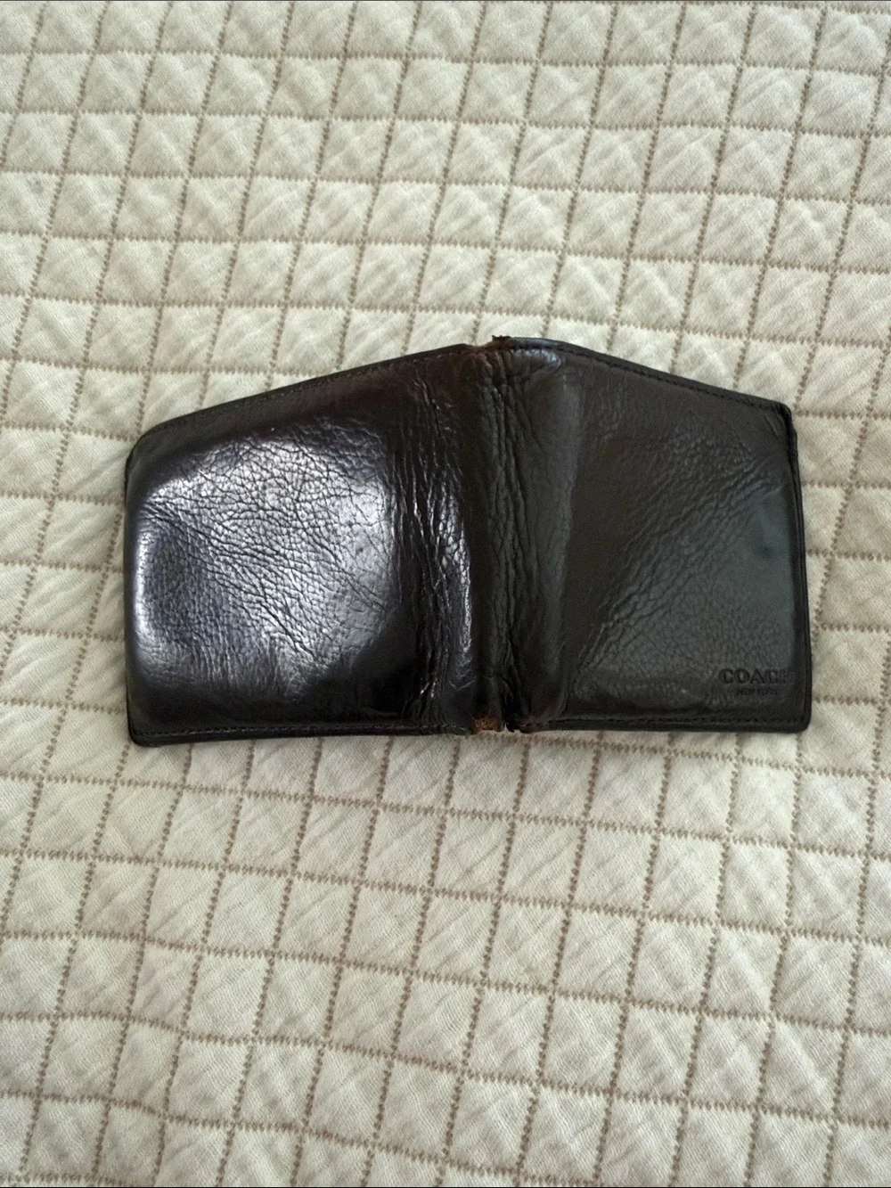 Coach Men's Dark Brown Leather Money Clip Wallet